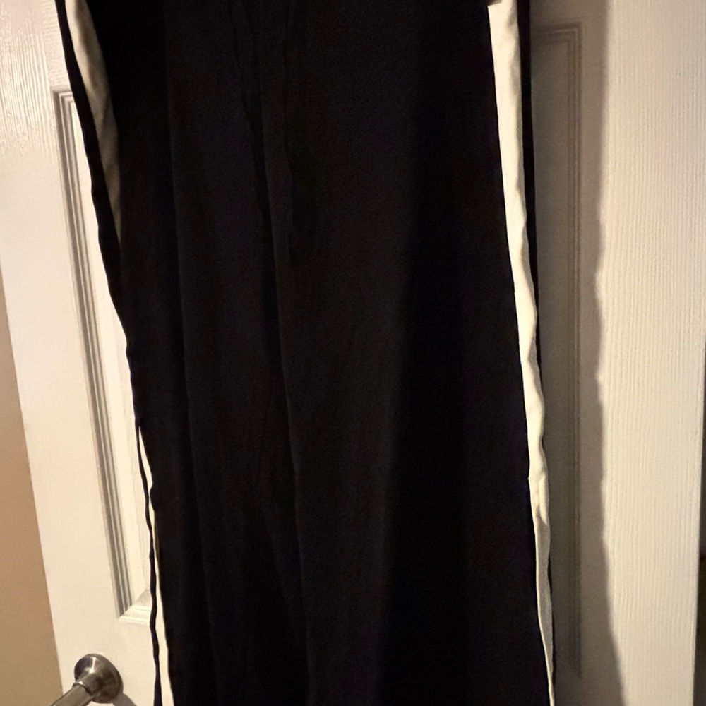 INC International Concepts Black Wide Leg Pants with White Stripe